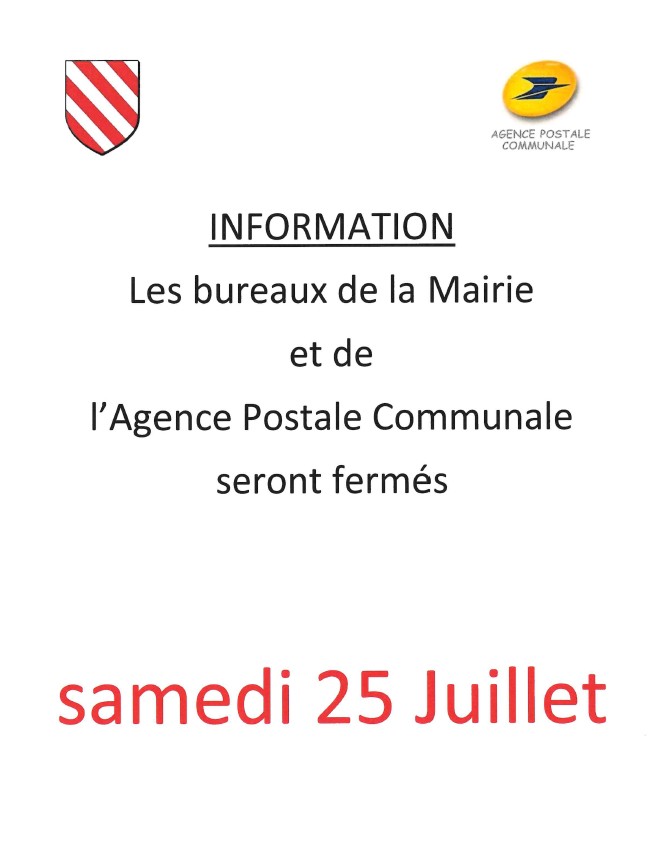 Fermeture estivale des bureaux